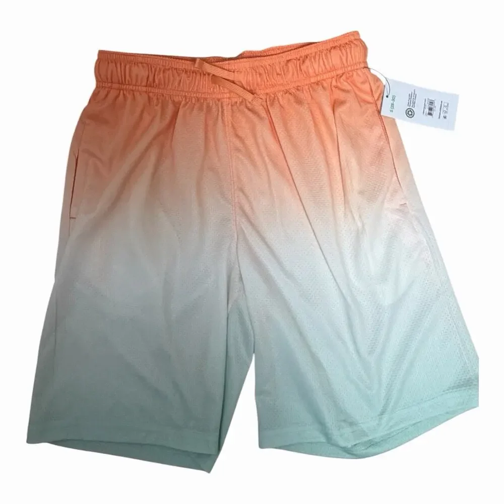 Athletic Works Men’s Ombre Mesh Basketball Shorts Orange Aqua NWT Size S